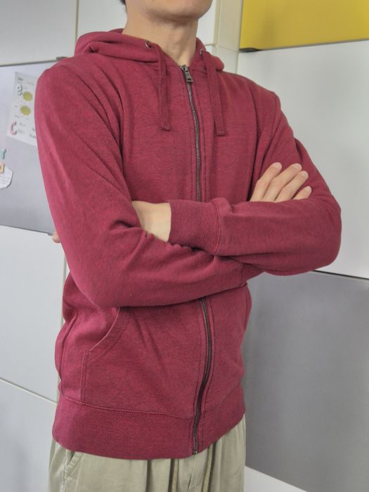 Bluza męska Rozpinana Zip M Bordowa Slim Fit Smog