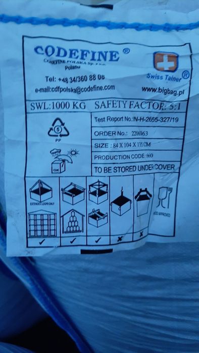 Worki big bag czyste Big Bagi 84x104x134