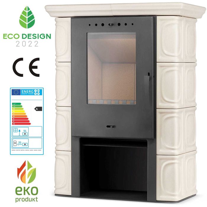 Piec kominek kaflowy koza ELDUR cappuccino ECO Design 2022 MONTAŻ