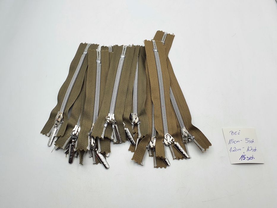 Zamek suwak beż zestaw 15 szt.