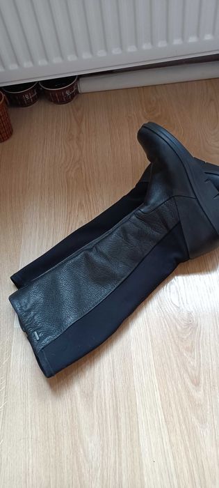 Kozaki Ecco skóra naturalna nieprzemakalne. .Buty na koturnie. roz.37