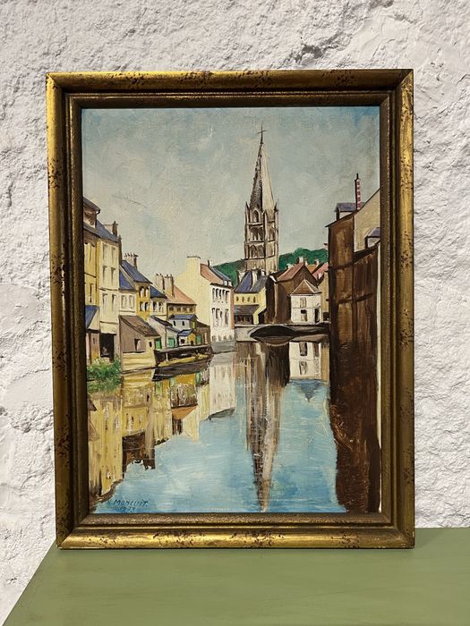 Pintura a Óleo Vintage, H. Moncuit, 1973