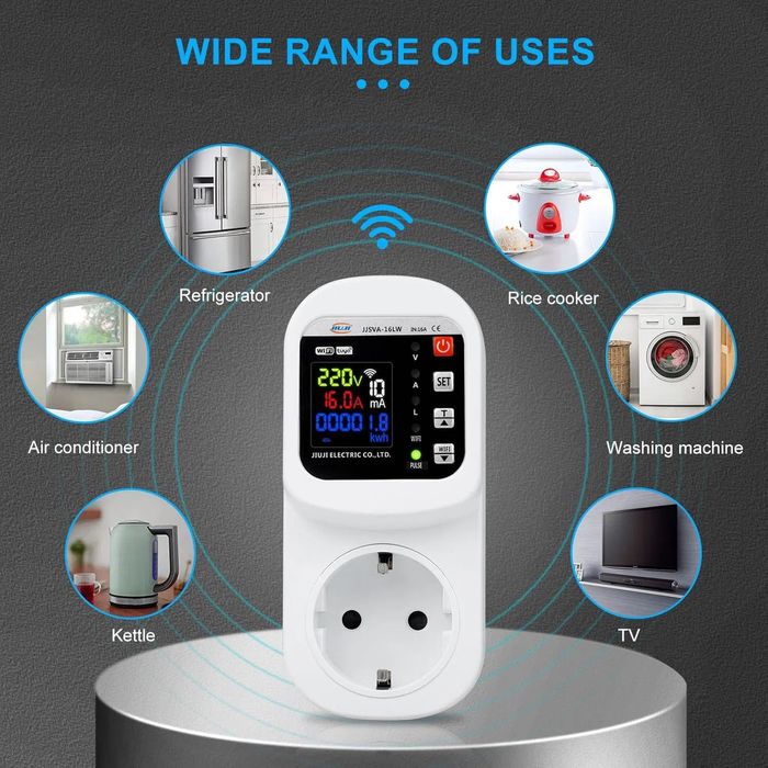 WiFi реле напруги розеточне JJSVA–16LW (16A)