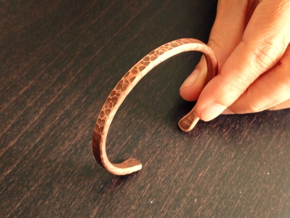 Pulseira artesanal de cobre verdadeiro. Pulseira robusta com 6mm larg.