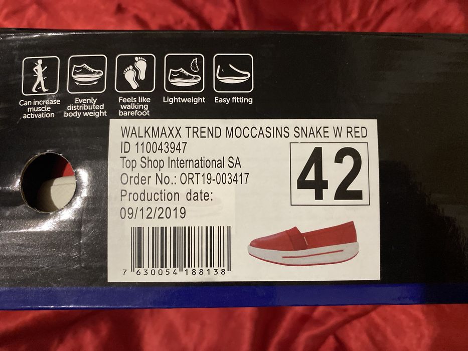 Мокасини Walkmaxx Trend червоні 42 розмір. Не ношені.