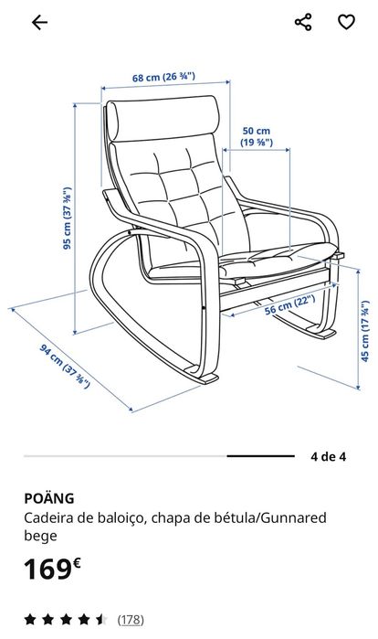 Cadeira de Baloiço IKEA POÄNG