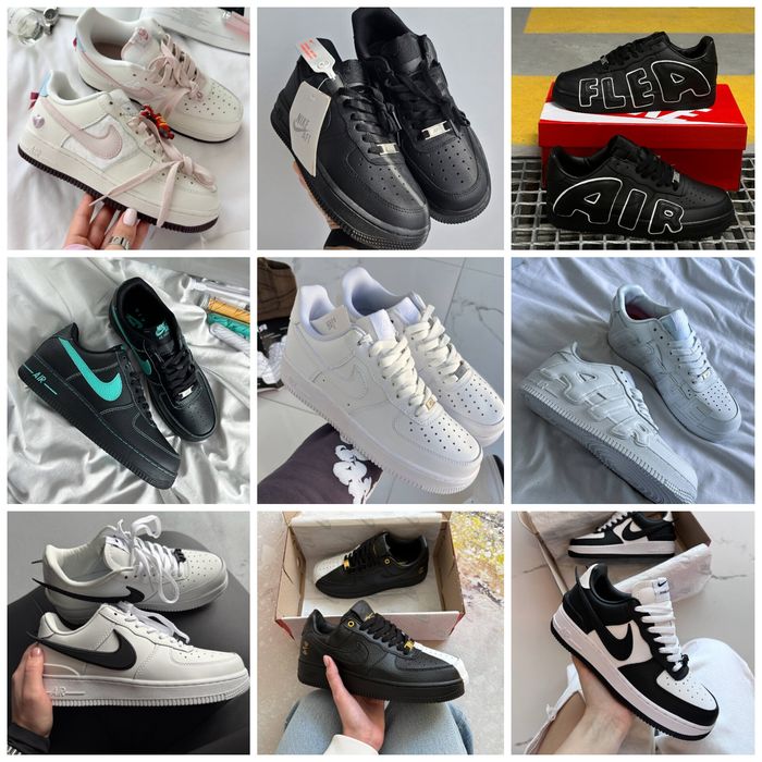 р36-45 Кросівки Nike Air Force 1 Low black white grey blue pink