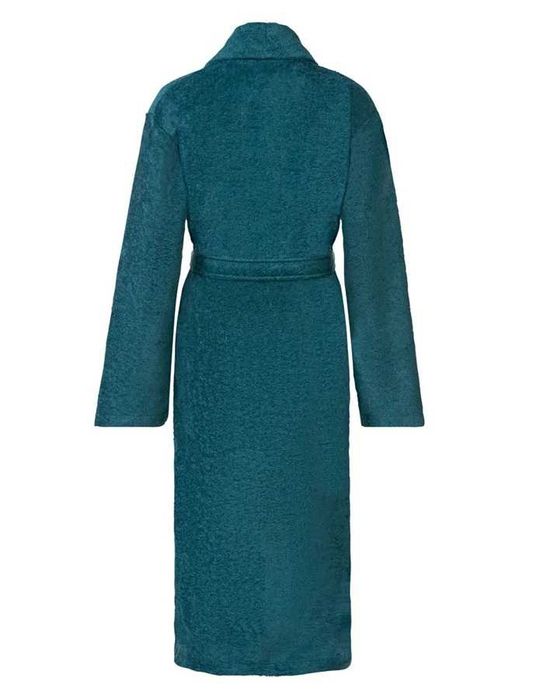 SZLAFROK damski męski unisex pasek kieszenie gruby miękki TURKUSOWY M