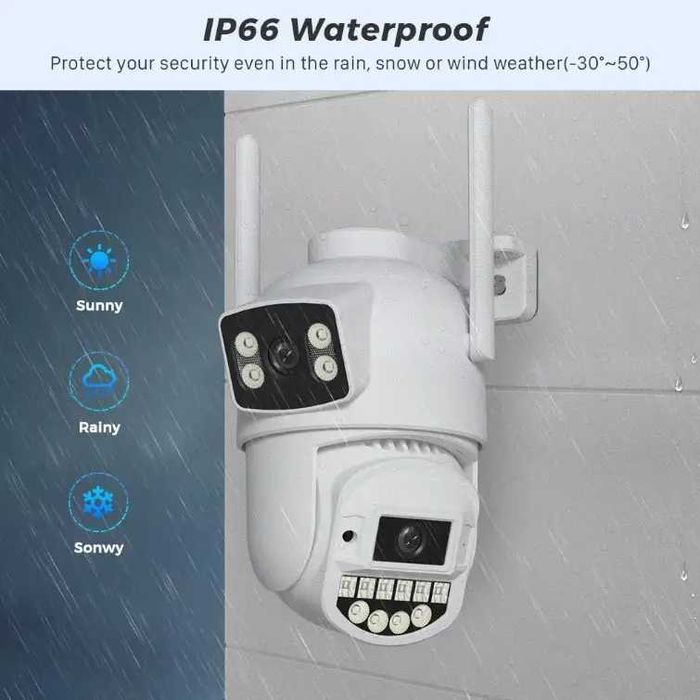 Вулична WiFi IP камера 10MP 5K BESDER A20 відеоспостереження ,2 лінзи