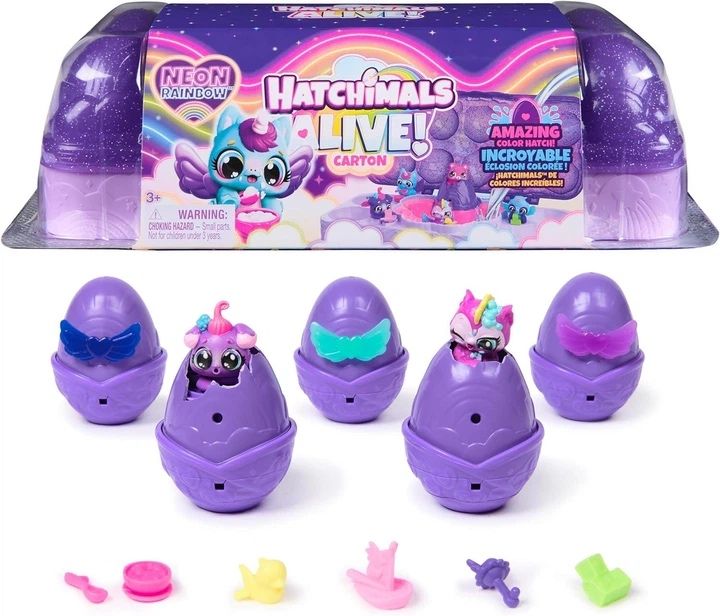 Хетчімалс Hatchimals Миготливі малюки, сімʼя лам, неонові , кошик