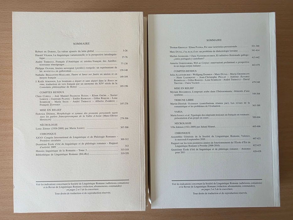 5 números da "Revue de Linguistique Romane"