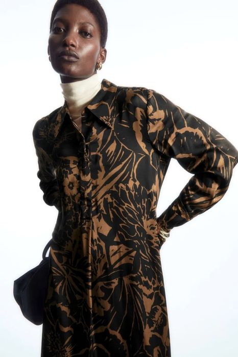 Cos сукня сорочка міді в квітковий принт