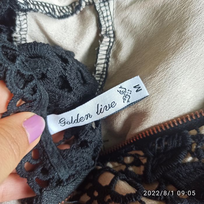 Ażurowa Czarna Sukienka Rozmiar M