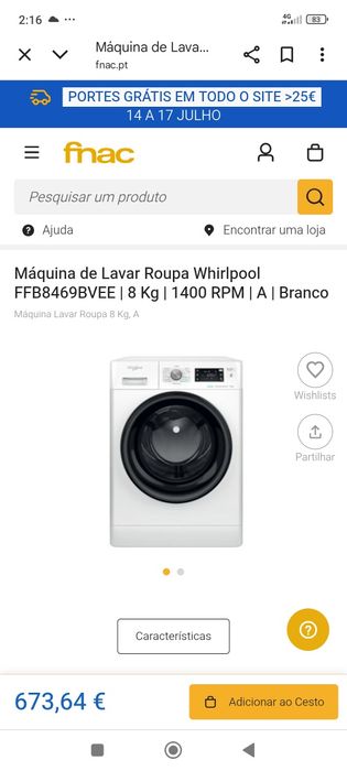 Máquina de lavar 8kg