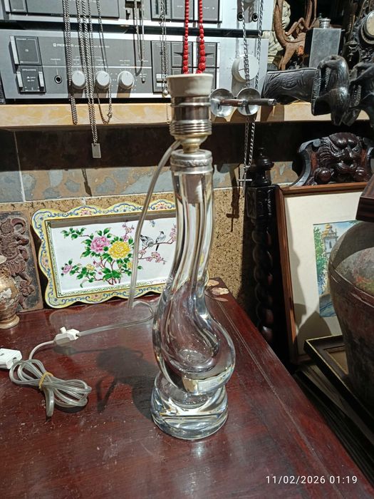 Candeeiro Cristal Val Saint Lambert 38 cm até Abajur Anos 60