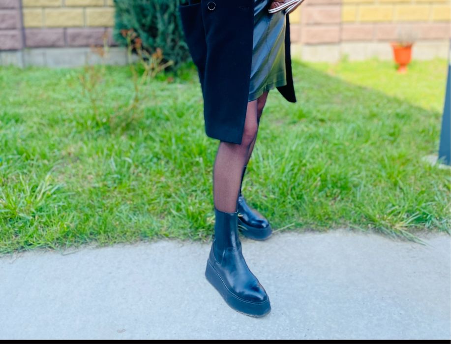 Ботінки, чоботи, челсі Zara осінь-весна шкіра