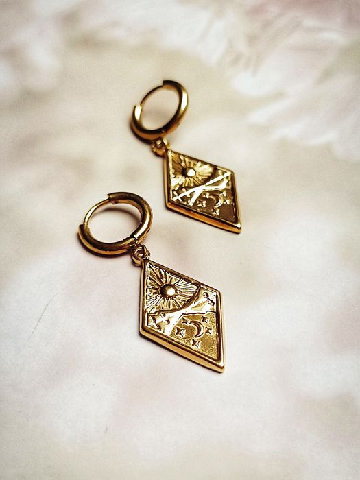 Magiczne Kolczyki Gwiezdny Krajobraz Stal Nierdzewna 316L