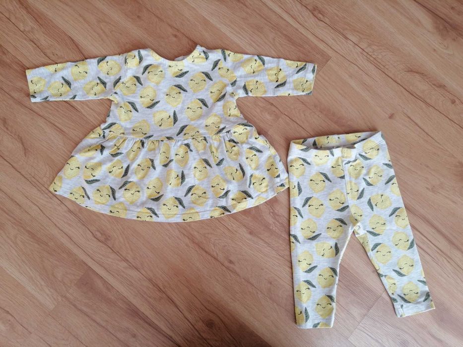 Komplet bawełniany dla dziewczynki sukienka + legginsy 62