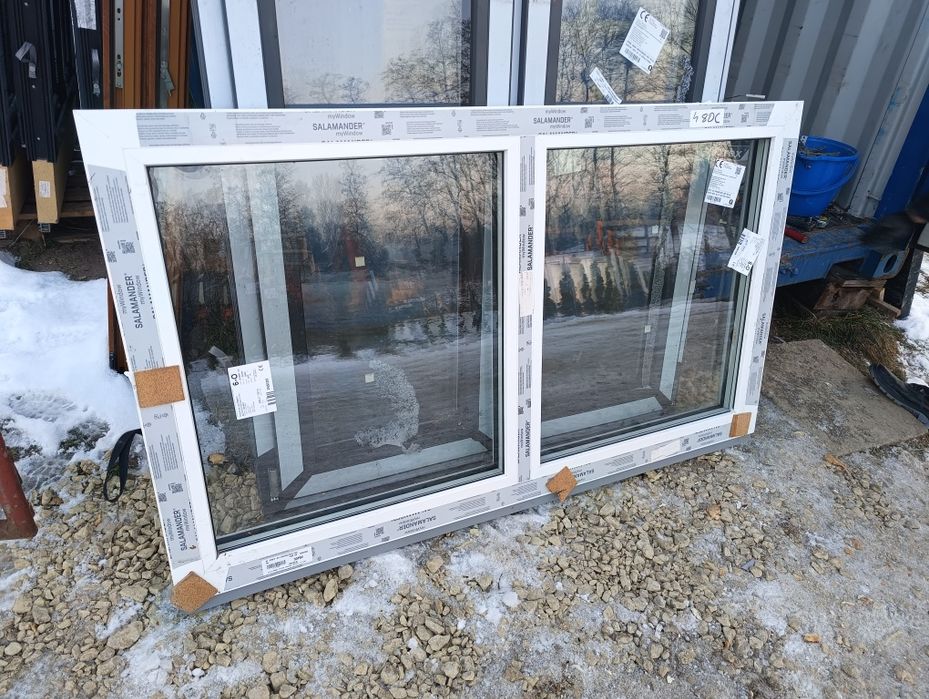 Okno 155x90 5szt nowe fix 3-szybowe białe dwukwaterowe