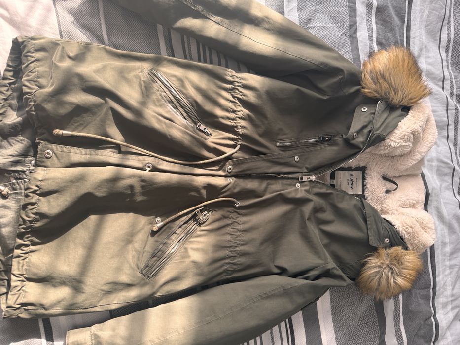 Kurtka zimowa parka damska, kolor khaki, rozmiar S