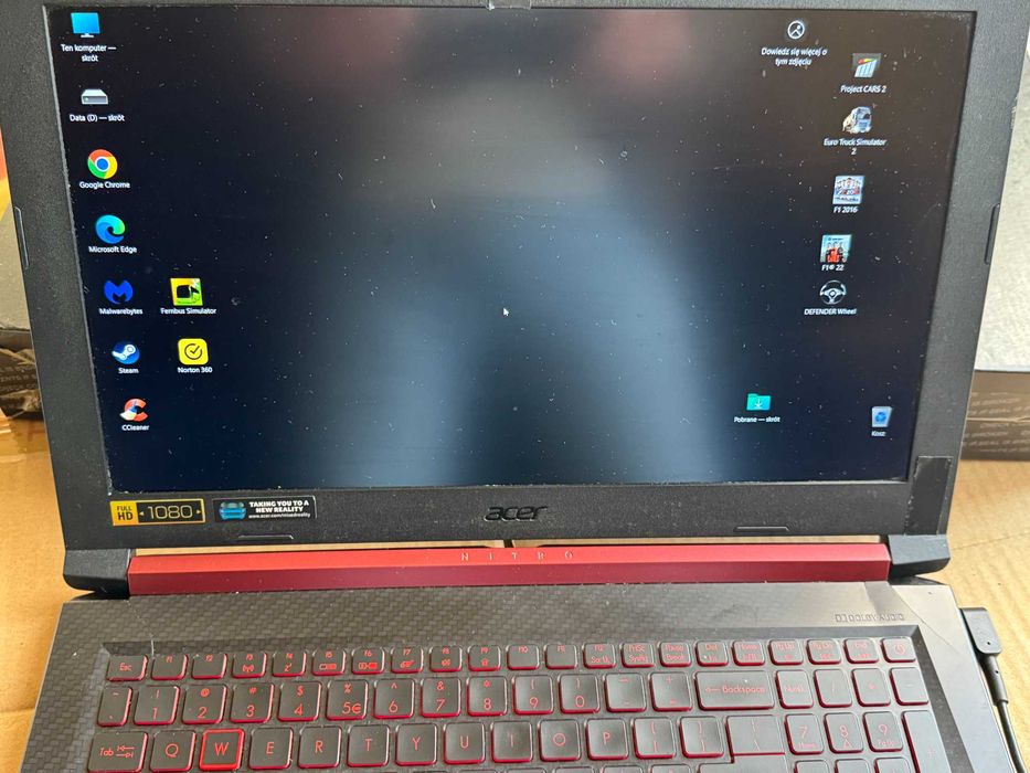 Acer Nitro 5 Intel Core i7 8750H, RAM 16GB DDR4, GTX1050, dysk SSD 1TB. Windows 11