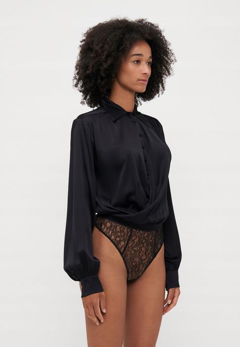 Kiki De Montparnasse 38 M Czarne Eleganckie Jedwabne Body D2456