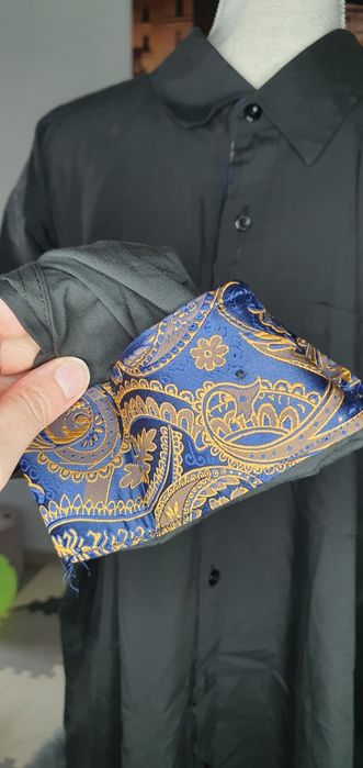 Koszula nowa męska czarna mankiety rozmiar 2xl xxl hisdern modna