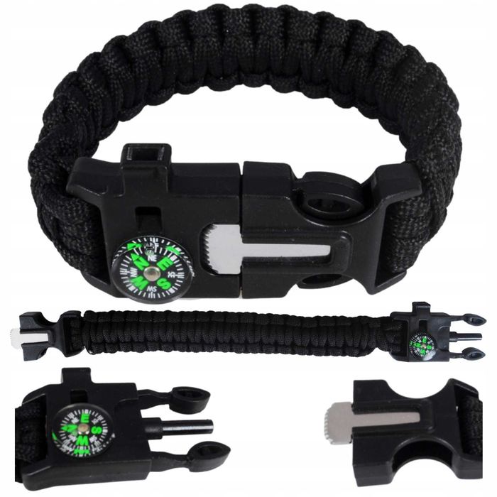 Bransoletka survival 5w1 krzesiwo kompas 3szt