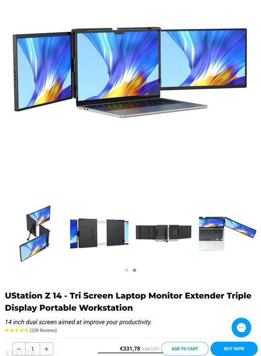 Monitor Portátil  (triplo) Uperfect Station Z14,  resolução QHD