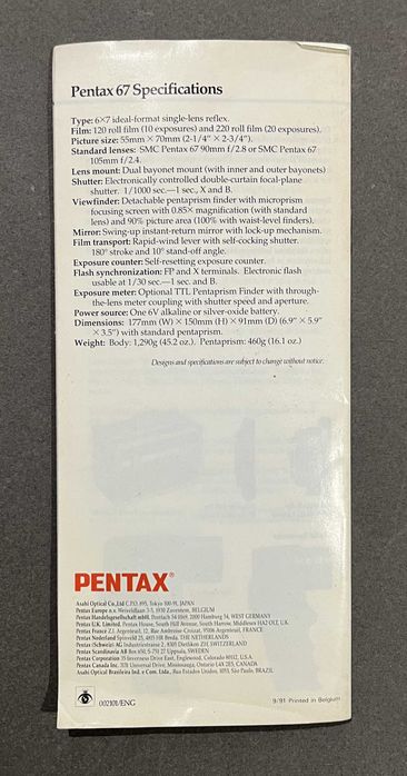 Brochura Pentax 67