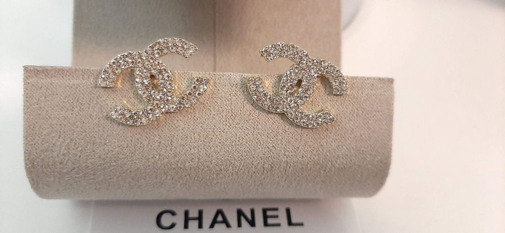 Duże, złote kolczyki cc kryształki Cudo lv ysl