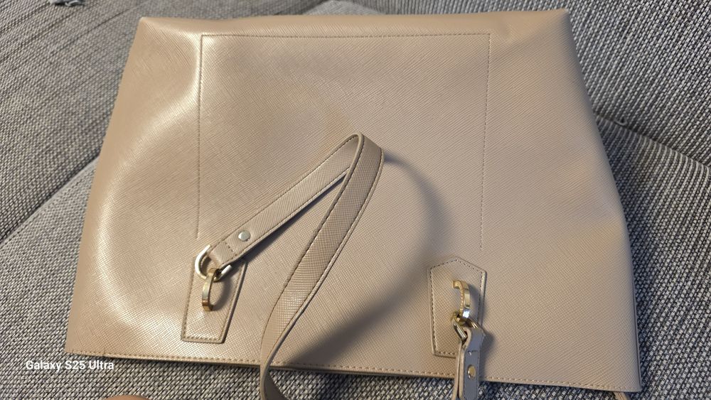 Oryginalna Duża Torebka LIU JO Shopper Beżowa Stan BDB Klasyk A4