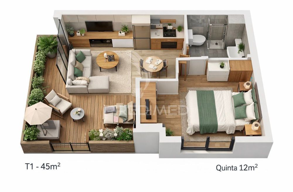 Apartamento T1 Penha de França com quintal