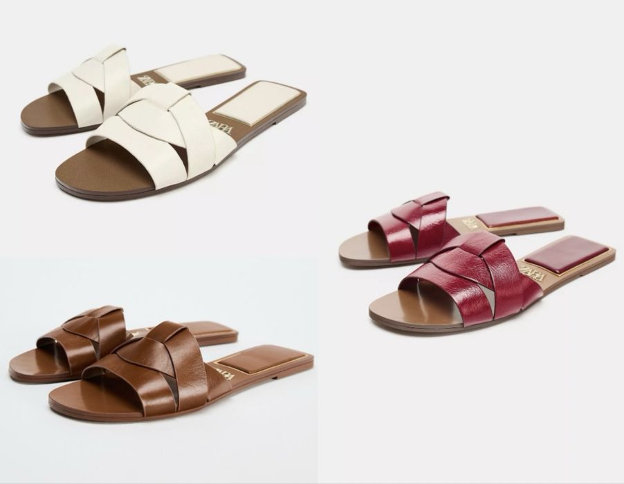 Шльопки Zara шкіра 36;37;38;39;40р