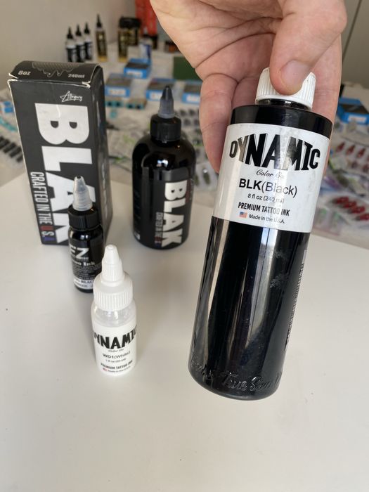 Tinta Preta Dynamic e Allegory Ink NOVAS 240 ml + tinta branca pequena e preta TATTOO Ink