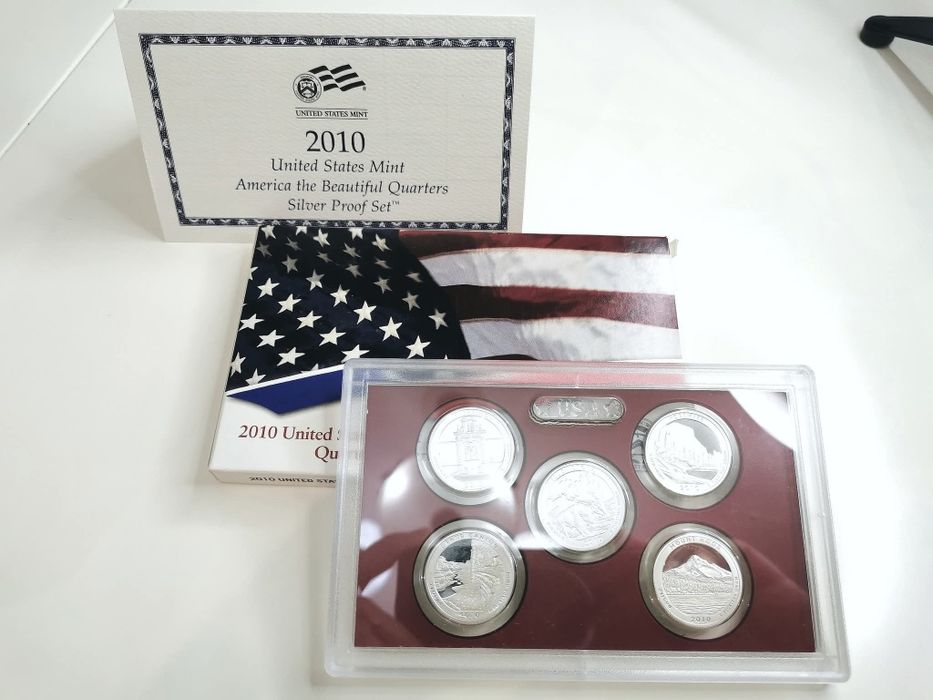 США Набір квотерів " Національні парки США" 2010 р. СРІБЛО. Комплект.