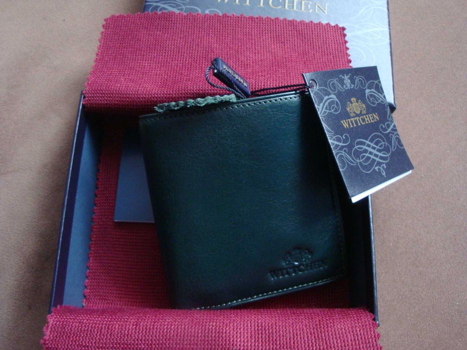 Wittchen mały skórzany portfel damski ciemnozielony