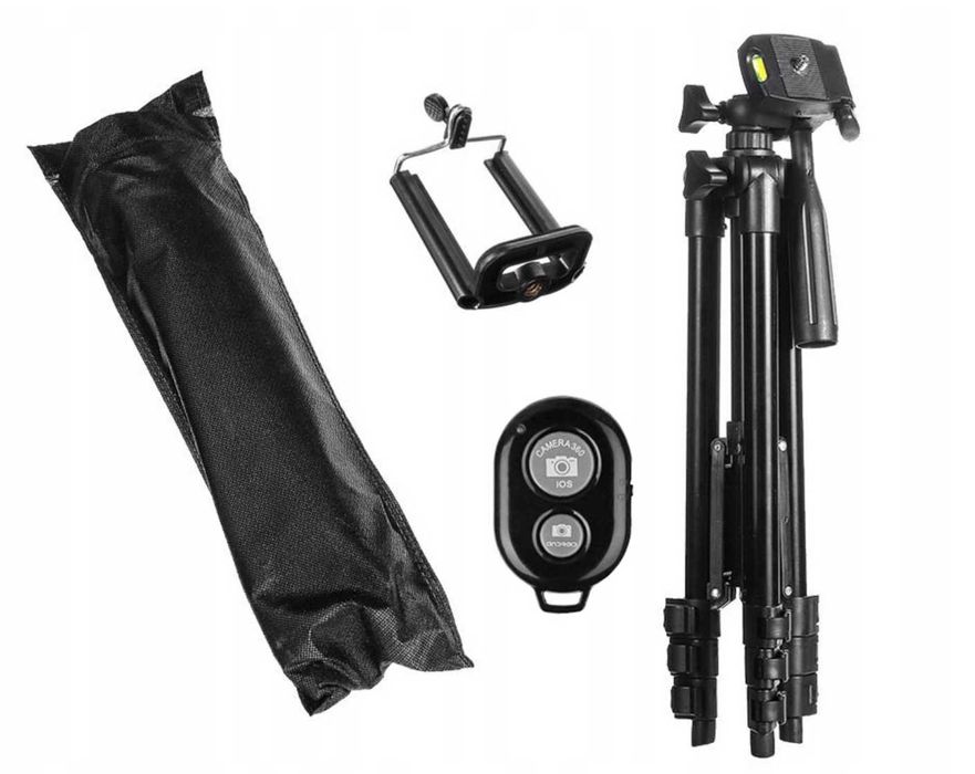 STATYW TRIPOD na telefon aparat regulowany uchwyt + PILOT BLUETOOTH