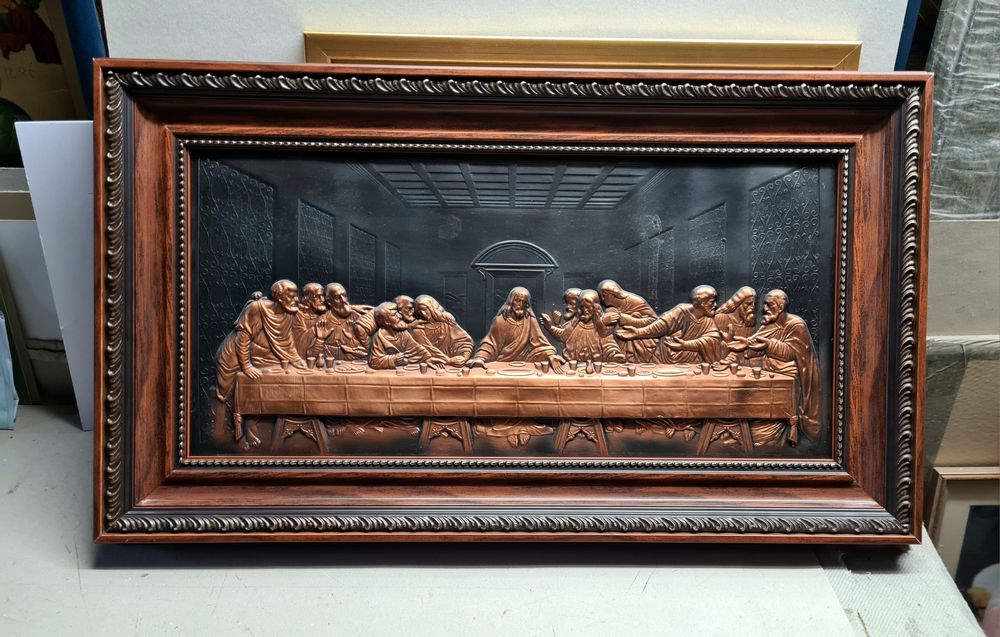 Obraz " Ostatnia wieczerza " metaloplastyka oprawiony 42 x 71 cm
