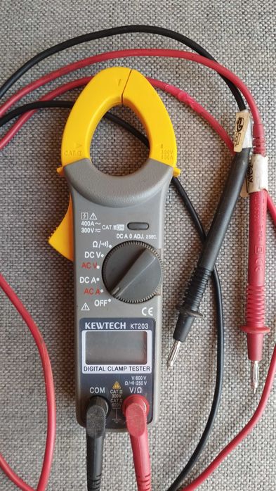 Miernik cęgowy KEWTECH KT203 – multimetr, pomiar prądu, napięcia