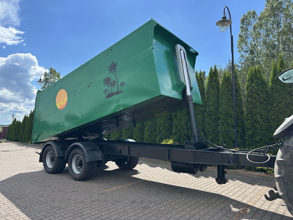 Przyczepa rolnicza skorupowa tandem wywrot resor