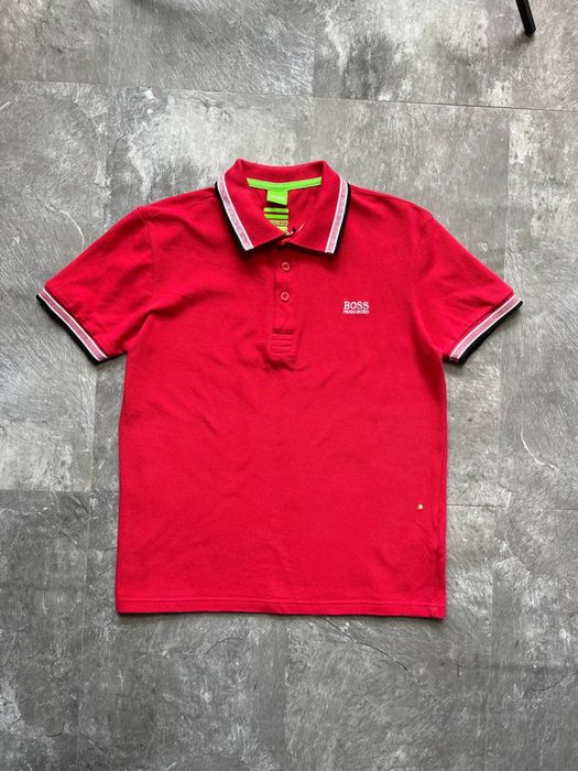 Футболка поло хуго босс hugo boss чоловіча червона оригінал теніска сорочка брендова стрейч оригінальна чоловіче літнє поло розмір m стан ідеал
