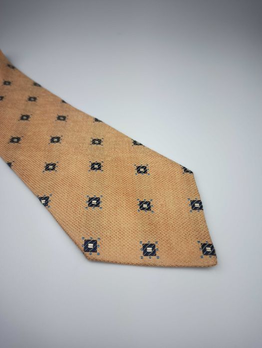 Ermenegildo Zegna brzoskwiniowy jedwabny lniany krawat ulu68
