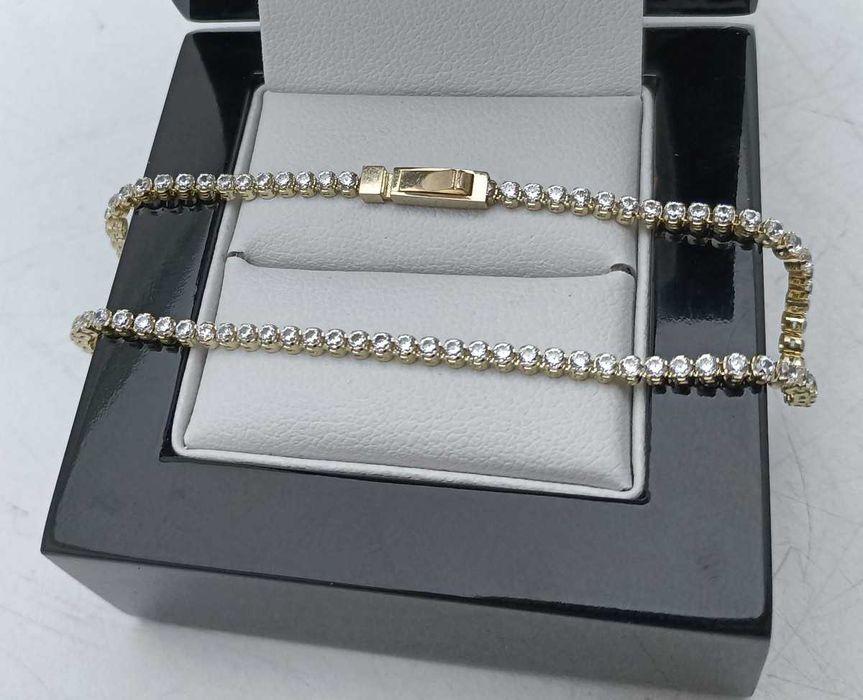 Złota Bransoletka Tenisowa Cyrkonie 3,36G P585 14K 19CM 0,3CM