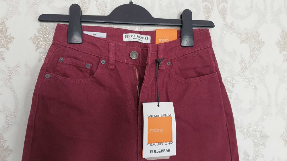 Джинсы Pull & Bear высокая талия НОВЫЕ бордовые