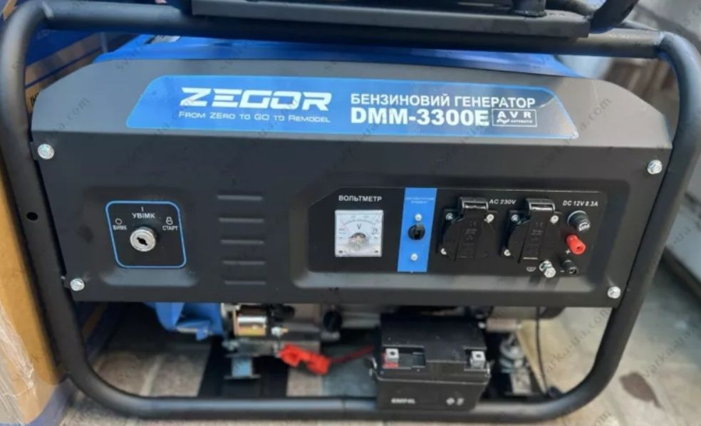 Генератор 3.3квт, бензин ZEGOR DMM 3300E, 220вт, мідь, електростартер.