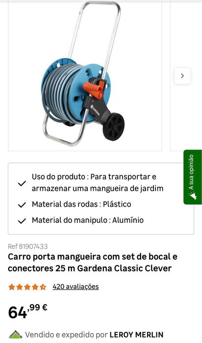 Carrinho de mangueira Gardena com mangueira Geolia de 40 m