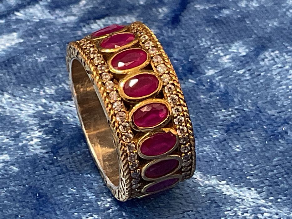 Aliança prata 925 ruby tamanho 18 m