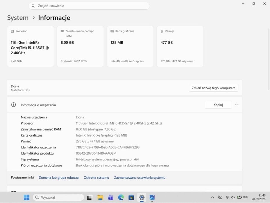 Laptop Huawei Matebook D15