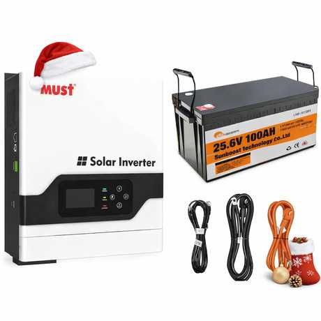 MUST (3 кВт, 24В) + АКБ SunBoost (LiFePo4, 2,56 кВт, 25,6 В, 100AH)